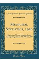 Municipal Statistics, 1920: Statistics of Urban Municipalities Having a Population of 1, 000 to 3, 000 (Classic Reprint)