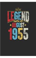 Legend Since August 1955: Graph Paper Notebook - 64th Birthday Gift or 64th Anniversary Gift Idea
