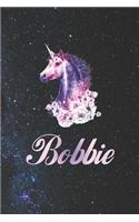 Bobbie: First Name Personalized Unicorn Customized Names Gift Birthday Girl Notebook Journal