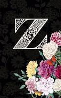 Z: Carnation Flower Journal, Personalized Monogram Letter Z Blank Lined Diary with Soft Carnation Interior Pages.