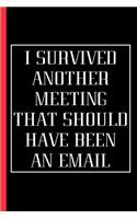 I Survived Another Meeting that Should Have Been an Email: 6x9 Lined 100 pages Funny Notebook, Ruled Unique Diary, Sarcastic Humor Journal, Gag Gift ... secret santa, christmas, appreciation gift