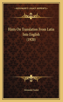 Hints On Translation From Latin Into English (1920)