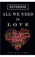 all we need is love black notebook with heart and more words of love Vocabulary