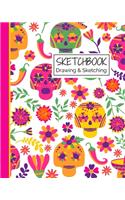 Sketchbook Drawing & Sketching: Dia de los Muertos Sugar Skulls & Jalapenos Themed Sketch Book for Creative Doodling. Blank Sketch Paper Notebook for Kids and Adults. Halloween Edi