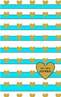 Dot Grid Journal: Small Size 5 x 8 Dot Grid 110 Pages Daily Tracker Personal Notebook Big Heart White Stripes With Turquoise Color