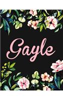 Gayle: Personalised Name Notebook/Journal Gift For Women & Girls 100 Pages (Black Floral Design)