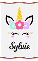 Sylvie: Personal Notebook Personal Diary Unicorn Notebook Writing Journal Personalized Notebook Custom Notebook Unicorn Gift Unicorn Birthday Book Custom Na