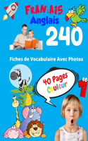Français Anglais 240 Fiches de Vocabulaire Avec Photos - 40 Pages Couleur