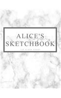 Alice's Sketchbook: Personalized Marble Sketchbook with Name: 120 Pages