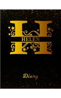 Helen Diary: Letter H Personalized First Name Personal Writing Journal Black Gold Glittery Space Effect Cover Daily Diaries for Journalists & Writers Note Taking