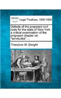 Defects of the Proposed Civil Code for the State of New York