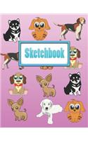 Sketchbook: Dogs & Cute Puppies Sketchbook & Art Notebook - Large Blank Sketchbook: 100 Pages - 8.5"x11" Blank Drawing Book & Sketching Journal Notepad