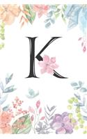 Monogrammed Floral K Journal by Crazy Beautiful Designs
