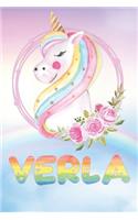 Verla: Verla's Unicorn Personal Custom Named Diary Planner Calendar Notebook Journal 6x9 Personalized Customized Gift For Someone Who's Surname is Verla Or