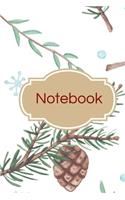 Notebook: Leaves, branches and pinecones autumn winter lined paperback jotter