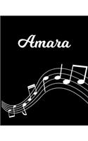 Amara: Sheet Music Note Manuscript Notebook Paper - Personalized Custom First Name Initial A - Musician Composer Instrument Composition Book - 12 Staves a 