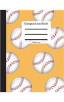 Composition Book 100 Sheet/200 Pages 8.5 X 11 In.-Wide Ruled Baseball-Orange: Baseball Writing Notebook - Soft Cover