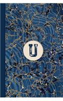 Monogram U Marble Notebook (Blue Ginger Edition): Blank Lined Marble Journal for Names Starting with Initial Letter U