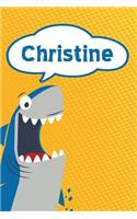 Christine: Personalized Shark Isometric Dot Paper Notebook for Kids 120 Pages 6x9