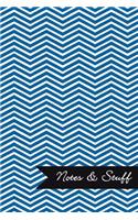 Notes & Stuff - Lined Notebook with Oxford Blue Chevron Pattern Cover: 101 Pages, Medium Ruled, 6 x 9 Journal, Soft Cover