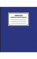 Unruled Composition Notebook: Solid (Blue), 7.5" x 9.25", Unruled Notebook, 100 Pages, Professional Binding