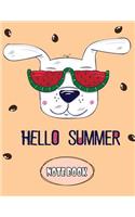 Hello Summer Notebook: White Dog On Orange Cover Notebook Journal Diary and Lined pages, (8.5 x 11) inches, 110 pages(5 Hello Summer Notebook)