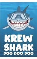 Krew - Shark Doo Doo Doo: Blank Ruled Name Personalized & Customized Shark Notebook Journal for Boys & Men. Funny Sharks Desk Accessories Item for Writing Primary / Kindergar