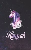 Hannah: First Name Personalized Unicorn Customized Names Gift Birthday Girl Notebook Journal