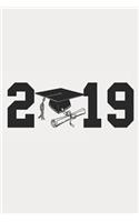 Graduation 2019 Cap Diploma Black Text: Graduation Theme Journals Notebooks Diaries (Notebook, Diary, Blank Book)