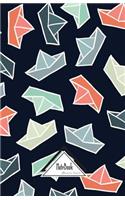 Notebook Journal Dot-Grid, Graph, Lined, No lined: Paper Boat Ocean Nautical Navy Pattern: Small Pocket Notebook Journal Diary, 120 pages, 5.5" x 8.5"(Blank Notebook Journal)