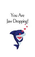 You Are Jaw Dropping, Graph Paper Composition Journal Notebook, White Cover with a Cute Baby Shark, Little Hearts & a Funny Shark Pun Saying