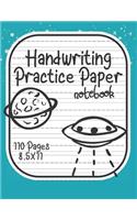 Handwriting Practice Paper: UFO Notebook With Dotted Line Students K-3, 8.5x11 inches, 110 Sheets.