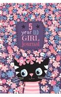 5 Year Old Journal: Happy Birthday Notebook Wide Ruled and Blank Framed Sketchbook Pages, 50 sheets/100 pages, 6" x 9" Soft Cover Cute Cat Diary for Kids to Keep Memori