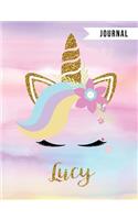 Lucy Unicorn Journal: Personalized Unique Unicorn Journals for Girls - The Perfect Diary Gift - Wide Ruled Paper