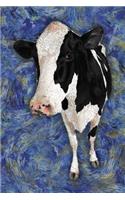 Cow: Notebook Blank College-Ruled Lined in Van Gogh Starry Night Art Style