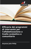 Efficacia dei programmi di intervento per l'alfabetizzazione a livello scolastico e comunitario