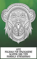 Malbuch für Erwachsene - Mandala Stressabbau - Blumen und Tier - Affe