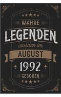 Wahre Legenden wurden im August 1992 geboren: Vintage Geburtstag Notizbuch - individuelles Geschenk für Notizen, Zeichnungen und Erinnerungen - liniert mit 100 Seiten