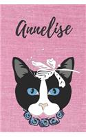 personalisiertes Notizbuch Katze / Notizheft / Journal / Malbuch / Tagebuch / Kritzelbuch / DIN A5 / Geschenk Annelise: individuelles personalisiertes blanko Mädchen & Frauen Namen Notizbuch, ... Weihnachts & Geburtstags Geschenk für Frauen.