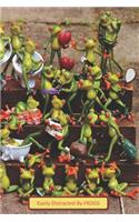 Easily Distracted By FROGS: A Funny Lined Notebook To Write In For Notes / Lists / Important Dates / Thoughts / 6" x 9" 121 Pages With Lots of Cute Green Frogs in the Bath / wi