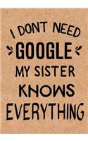 I Don't Need Google My Sister Knows Everything: Journal, Diary, Inspirational Lined Writing Notebook - Funny Sister birthday gifts ideas - humorous gag gift for women