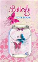 Butterfly Notebook: Elegant Pretty Pink Blue Butterflies Fluttering In A Mason Jar Light - Pretty Girly Design - Handy For Writing Addresses, Phone Numbers, Shopping Li