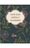 2019-2021 Weekly Planner: Green and Peach Floral Three Year Calendar Planner & Personal Organizer