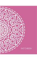 Sketchbook: Big Flower Mandala On Pink Cover Blank pages, Extra large (8.5 x 11) inches, 110 pages, White paper, Sketch, Draw and Paint(2 Mandala Sketchbook Cover2)