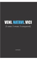 Notebook: Swimming Lined notebook ca A5 for notes, sketches, drawings, formulas, as a calendar or for learning; wide line grid; swimmers divers athlete