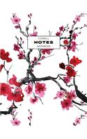 Cornell Notes Notebook: Note Taking with College Ruled Lines, Index and Numbered Pages, Cherry Blossom