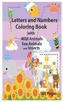 Letters and Numbers Coloring Book with Wild Animals Sea Animals and Insects