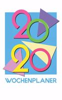 Wochenplaner 2020: Kalender: Organizer: Terminplaner: A5: 1 Woche 2 Seiten Heft: modernes neon abstraktes Kunst Retro 90s Design Softcover: Ziele Rückschau