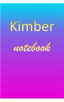 Kimber: Blank Notebook - Wide Ruled Lined Paper Notepad - Writing Pad Practice Journal - Custom Personalized First Name Initial K Blue Purple Gold - Taking 