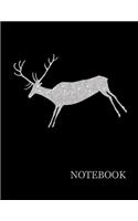 Brilliant Silver Deer Black Notebook- Brilliant Silver Deer Black Notebook Grid Sturdy High Quality Premium White Paper 8.5x11 pages- Notebook For Woman - Journal For Man- Journal For Work